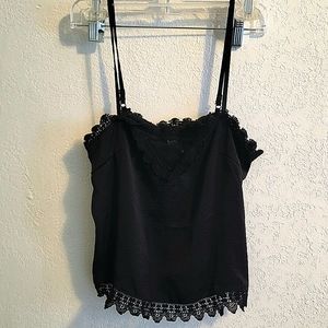 Forever 21 lace trimmed cropped adjustable strap cami top